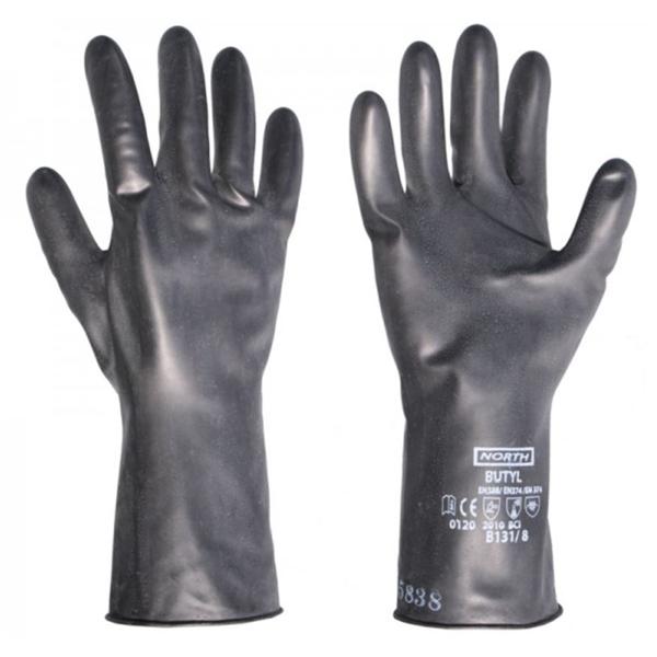 Gloves Safety Butyl Latex-Free 11 in X-Large 10 Non-Sterile Black 1/Pr